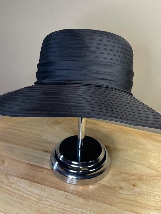 Giovannio NY Black Wide Brim Satin Dress Hat Floral Beaded Church Derby main image 4